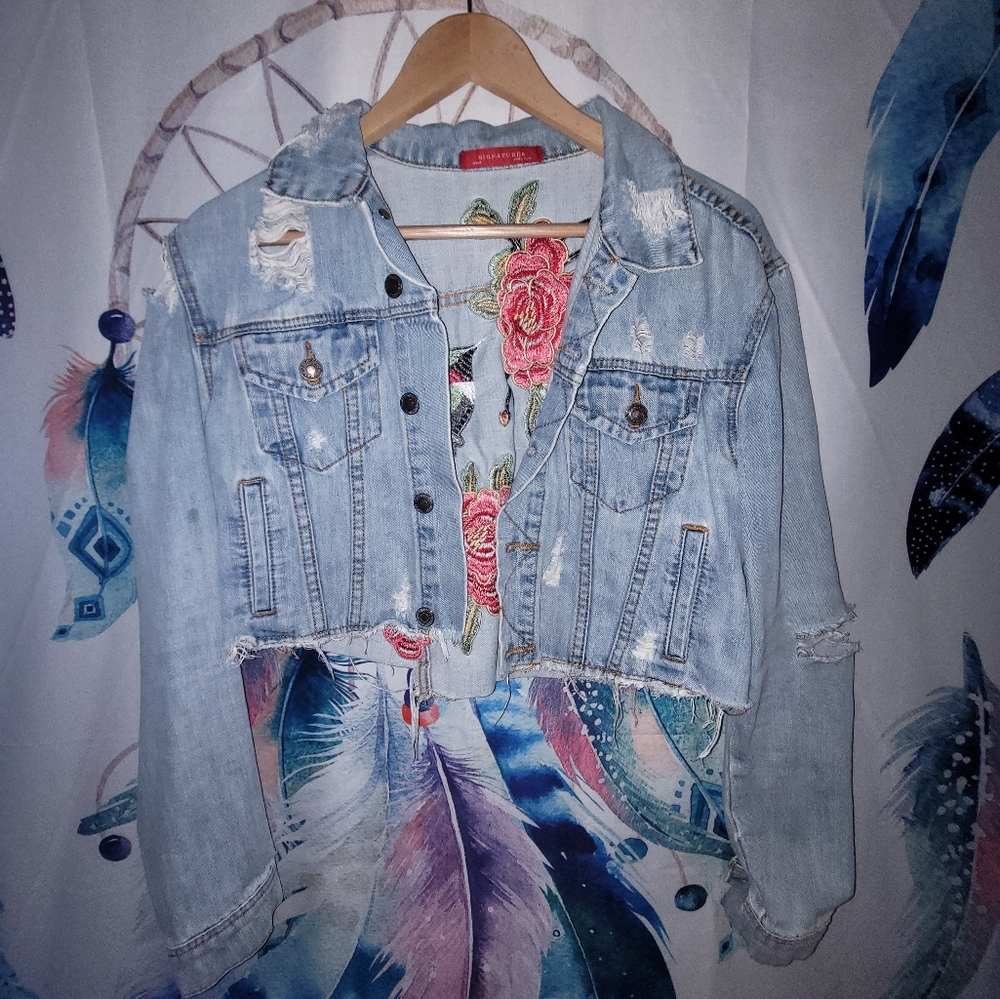 Denim cropped jacket